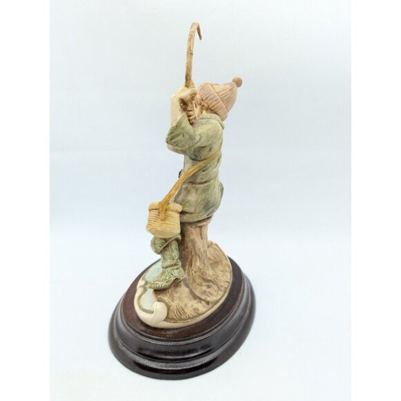 Vtg Fontanini Fisherman Fishing Figurine Wood Base 2002 Depose Italy 8.5" - Picture 3 of 16